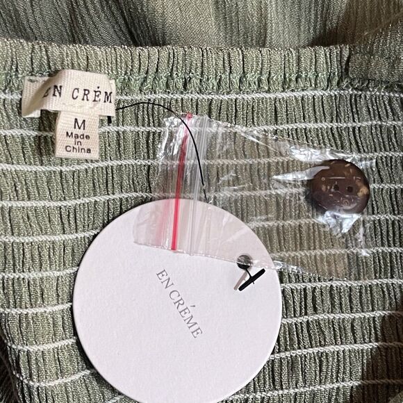 En Creme Womens Jumpsuit Romper Medium Boho Wide Leg Sleeveless V-Neck Green NEW - Picture 5 of 11